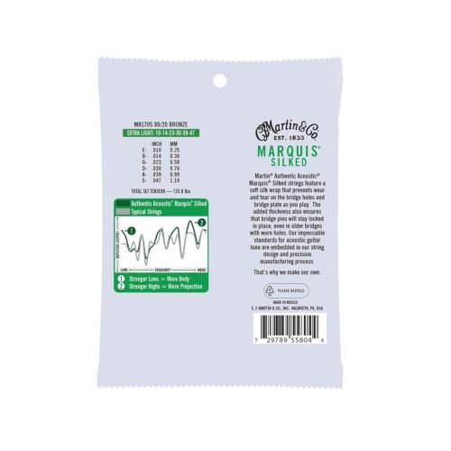 Martin Authentic Acoustic Marquis Silked MA170S 80-20 Bronze Extra Light Acoustic Guitar Strings