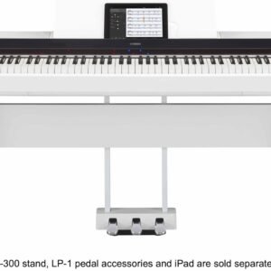 Yamaha PS500 88-key Smart Digital Piano w/Stream Lights Technology, PA500C Power Adapter and FC4A Sustain Pedal, White