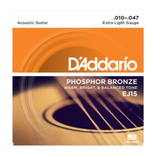 D'Addario EJ15 Phosphor Bronze Acoustic Guitar Strings .010-.047 Gauge