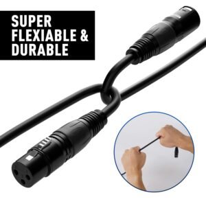 Imaginea XLR Cable, 3 Pin Male to XLR Female XLR Mic Cable Compatible with Shure SM Microphone 9m Imaginea XLR Cable, 3 Pin Male to XLR Female XLR Mic Cable Compatible with Shure SM Microphone 15m