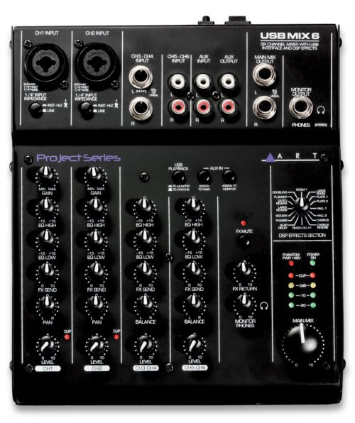 ART Pro Audio USBMIX6 6 Channel USB Recording Mixer w/Fx