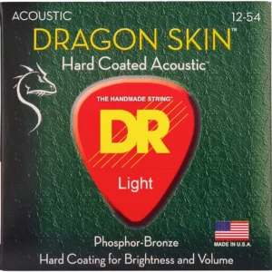 DR Strings DSA-12 Dragon-Skin Phosphor Bronze Coated Acoustic Strings – .012-.054 Medium