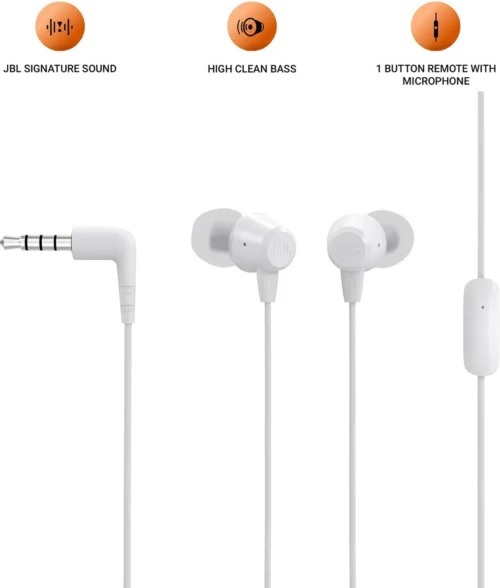 JBL T50HI In Ear Wired Headphone - White (4) JBL T50HI In Ear Wired Headphone - White