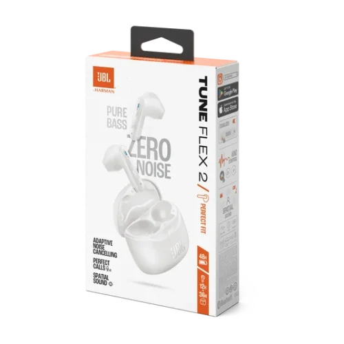 JBL Tune Flex 2 True Wireless Noise Cancelling Earbuds - White (1) JBL Tune Flex 2 True Wireless Noise Cancelling Earbuds - White