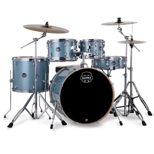 Mapex Venus 5 Piece Acoustic Drum Set with Hardware & Throne - Aqua Blue Sparkle
