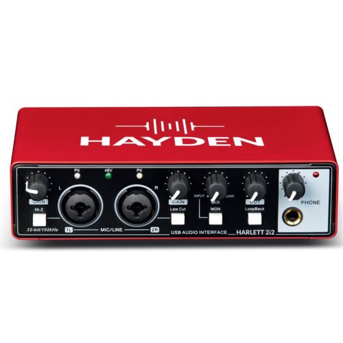 6a51f5dce0b2b19d1f8d13e4a9cd3efa813ab2dedca5f60e9a9b9.jpg HAYDEN HARLETT 2i2 3rd Gen USB Audio Interface, 2-In 2-Out Recording Sound Card, 32-Bit/192kHz, 48V Phantom Power, XLR/TRS Combo Inputs, Studio Audio for Guitar, Vocals, Podcast & Streaming