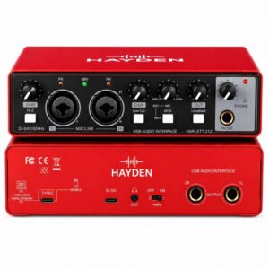 HAYDEN HARLETT 2i2 3rd Gen USB Audio Interface, 2-In 2-Out Recording Sound Card, 32-Bit/192kHz, 48V Phantom Power, XLR/TRS Combo Inputs, Studio Audio for Guitar, Vocals, Podcast & Streaming