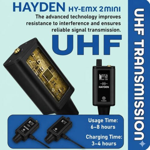 HY-EMX 1 UHF Wireless in Ear Monitor IEM System, Metal Transmitter & Receiver with Pro Earphones, 16 Ch, 50m Range, USB C Rechargeable, Expandable Multi-Receiver for Stage, Band & Live Performance