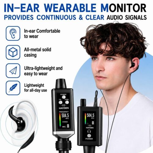 HY-EMX 1 UHF Wireless in Ear Monitor IEM System, Metal Transmitter & Receiver with Pro Earphones, 16 Ch, 50m Range, USB C Rechargeable, Expandable Multi-Receiver for Stage, Band & Live Performance