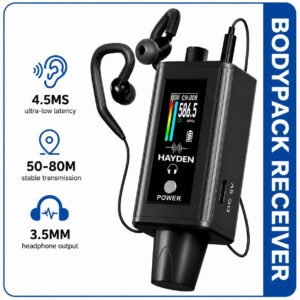 HY-EMX 1 UHF Wireless in Ear Monitor IEM System, Metal Transmitter & Receiver with Pro Earphones, 16 Ch, 50m Range, USB C Rechargeable, Expandable Multi-Receiver for Stage, Band & Live Performance