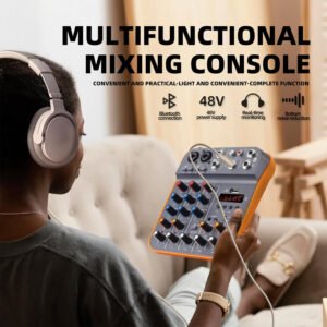 HAYDEN HY-A4 4-Channel Mixer – Professional Audio Mixing Console with Bluetooth, USB Sound Card, 48V Phantom Power, MP3, Phone Live Out, Recording, Podcast, Karaoke, DJ, Streaming & Live Performance