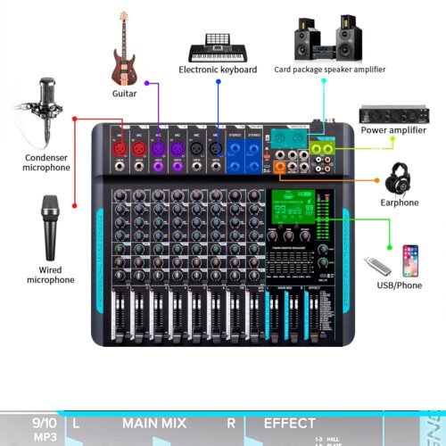6a51f984e300a7962969069d2bf3b5e4225168fc62eb67af0719b.jpg Hayden Audio HY-8FX 10-Channel Audio Mixer