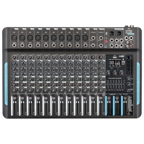 6a51fc61599a9927cfaca014570258348b3a07f435823ff2082bd.jpg Hayden Audio HY-12FX 12-Channel Audio Mixer