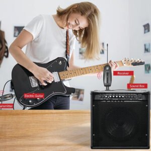 Hayden T8 Guitar Wireless System Built-in Rechargeable Lithium Battery Digital Wireless Guitar Cable Transmitter Receiver for Electric Guitar Bass Violin Ukulele Amplifier Instruments
