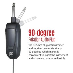 Hayden T8 Guitar Wireless System Built-in Rechargeable Lithium Battery Digital Wireless Guitar Cable Transmitter Receiver for Electric Guitar Bass Violin Ukulele Amplifier Instruments