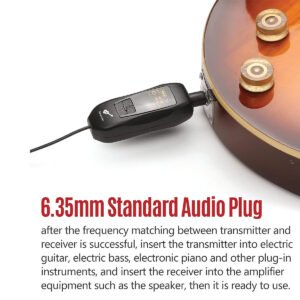 Hayden T8 Guitar Wireless System Built-in Rechargeable Lithium Battery Digital Wireless Guitar Cable Transmitter Receiver for Electric Guitar Bass Violin Ukulele Amplifier Instruments