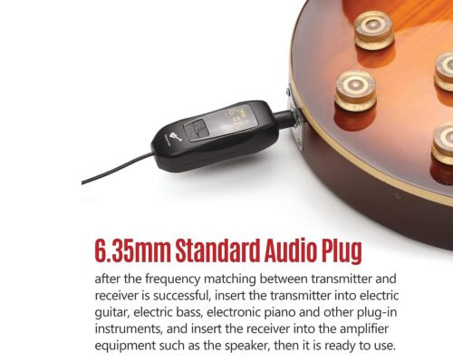 Hayden T8 Guitar Wireless System Built-in Rechargeable Lithium Battery Digital Wireless Guitar Cable Transmitter Receiver for Electric Guitar Bass Violin Ukulele Amplifier Instruments