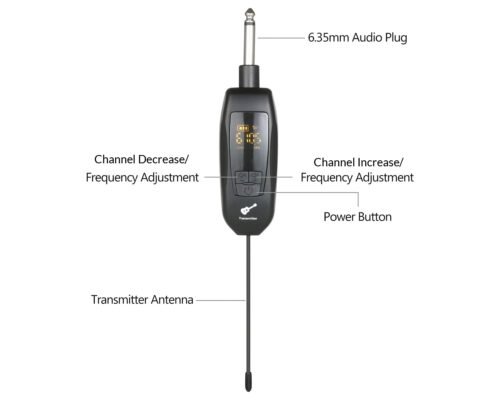 Hayden T8 Guitar Wireless System Built-in Rechargeable Lithium Battery Digital Wireless Guitar Cable Transmitter Receiver for Electric Guitar Bass Violin Ukulele Amplifier Instruments