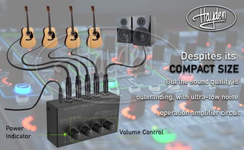 6a52245ca221c86bcae3d0033022a13850e848a55098eaaec562b.jpg Hayden Audio MX400 4-Channel Line Mixer (Analog Mixers)