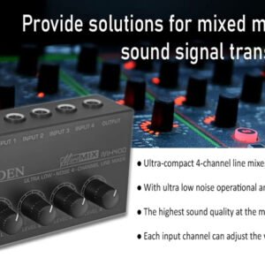 6a52245d2e49da25f2166d4b430451a7b10a4de0020ec0f5783b2.jpg Hayden Audio MX400 4-Channel Line Mixer (Analog Mixers)