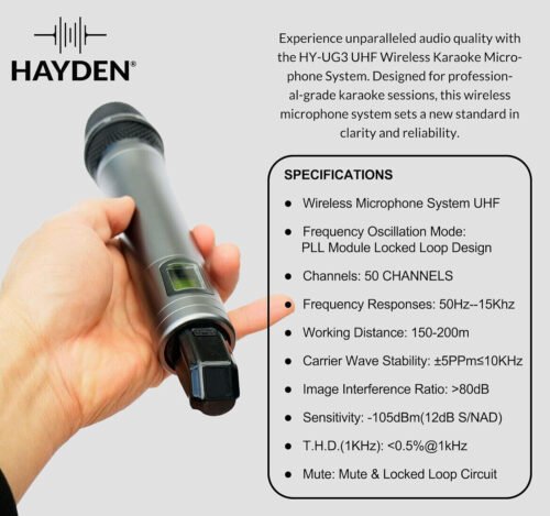 6a522567c695682e654e5991e73eb62badae7b3adc50767d24cd6.jpg Hayden Audio HY-UG3 UHF Wireless Microphone