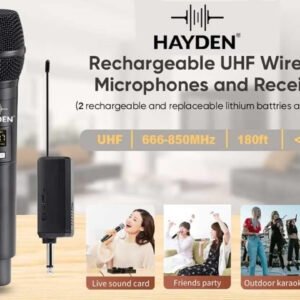 6a52259ebf1d21be7dbd7f439c4de8bf726a5eb84b487cf7e5200.jpg Hayden Audio HY-08 Dual UHF Wireless Microphone