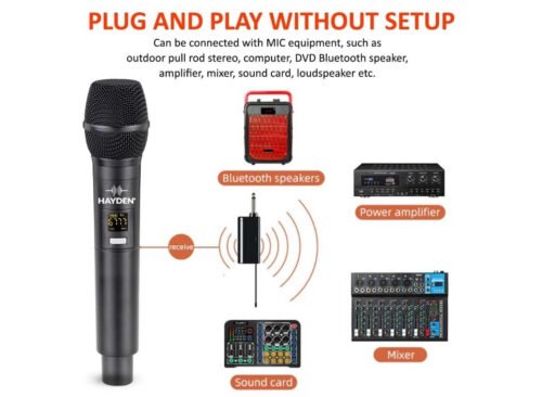 6a52259fce977a9bc808c8ba0f3ea1e560c742f8b78b1512cf5de.jpg Hayden Audio HY-08 Dual UHF Wireless Microphone