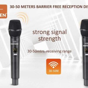 6a5225a05969bd3780f366c50881b043520605bd195df5349fe89.jpg Hayden Audio HY-08 Dual UHF Wireless Microphone