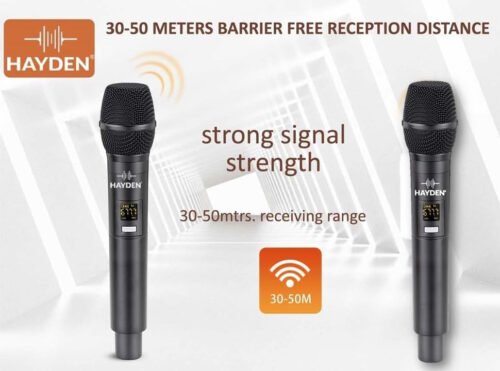 6a5225a05969bd3780f366c50881b043520605bd195df5349fe89.jpg Hayden Audio HY-08 Dual UHF Wireless Microphone