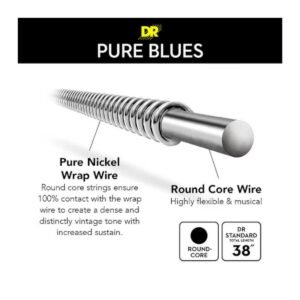 DR, Electric Guitar Strings, Pure Blues, .010-.052, Medium to Heavy -Set PHR-10/52 DR, Electric Guitar Strings, Pure Blues, .010-.052, Medium to Heavy -Set PHR-10/52