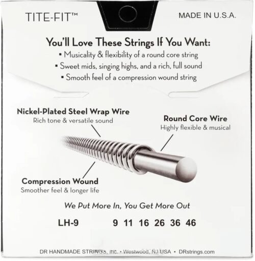 DR, Electric Guitar Strings, Tite-Fit, .009-.046, Light to Heavy -Set LH-9 DR, Electric Guitar Strings, Tite-Fit, .009-.046, Light to Heavy -Set LH-9