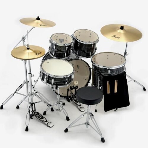 Pearl Acoustic Drum Set, 5 Pcs, Roadshow, with Stands & Cymbals -Midnight Chrome Vortex RS525SCC (801) Pearl Acoustic Drum Set, 5 Pcs, Roadshow, with Stands & Cymbals -Midnight Chrome Vortex RS525SC/C (801)
