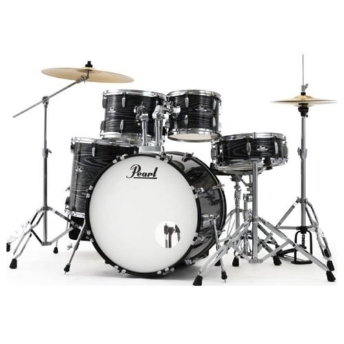 Pearl Acoustic Drum Set, 5 Pcs, Roadshow, with Stands & Cymbals -Midnight Chrome Vortex RS525SC/C (801)