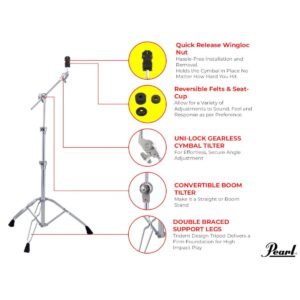 Pearl Cymbal Boom/Straight Stand with Wingloc BC-930WL