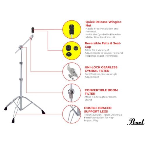 Pearl Cymbal Boom/Straight Stand with Wingloc BC-930WL