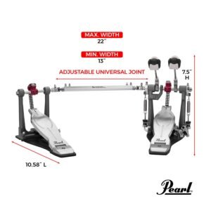 Pearl Double Bass Drum Pedal, Complete Set P-1032R -Red (1) Pearl Double Bass Drum Pedal, Complete Set P-1032R -Red