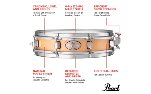 Pearl Snare Drum, Maple Shell, 13"(33.02 cm) x 3"(7.62 cm) M1330 (114)