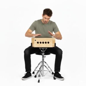 6a71a508397dacd31ad5ab367c477a3166709405007504cb9746e.jpg Clapbox Travel Cajon with Stand – Rubber Wood & Carry Bag