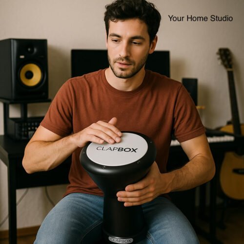 6a71a53eef2ae652b6cca6b6f3d115af6b8088147a536c3de1068.jpg Clapbox Darbuka - Aluminium (9 Inches, Black)