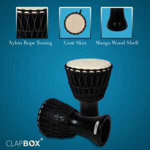6a71a94656227a3b7fba9cddc5ddc30a81722ec0433a113c3ea80.jpg Clapbox Djembe - Mango Wood (10 Inches, Black)