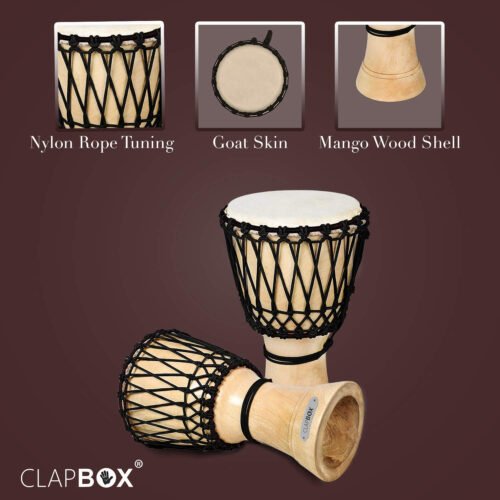 6a71a94feec46873b8bfd50795b70a42ab71cb2faca983797738f.jpg Clapbox Djembe - Mango Wood (10 Inches, Black)