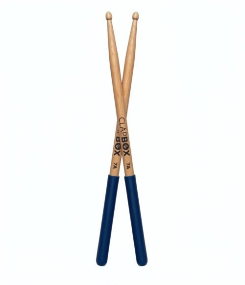 Clapbox Drum Sticks with Grip (Blue) Maple Wood, 7A Size - One Pair