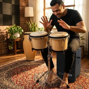 6a71aa93abb360bcd81430a931343ee19c9e48ad3ee87a8b212d5.jpg Clapbox ZHB-1080 Bongo Drums – Natural Finish
