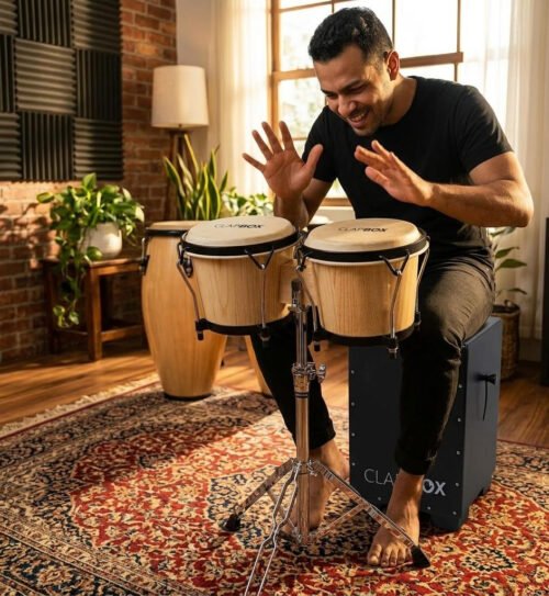 6a71aa93abb360bcd81430a931343ee19c9e48ad3ee87a8b212d5.jpg Clapbox ZHB-1080 Bongo Drums – Natural Finish