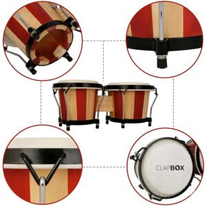 6a71ba43c7756b6d49a7cabed37f0d826cde2675369d1d7fdfd48.jpg Clapbox ZHB-108A 6" & 7" Bongo Drums with Bag & Tuning Key