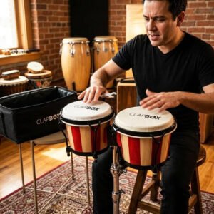 6a71ba4585fd1d0cad67374bfbbf9066c16df1c2896b0f8f41c48.jpg Clapbox ZHB-108A 6" & 7" Bongo Drums with Bag & Tuning Key