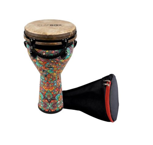 6a71c3ceca0ba9f0daae4674cad65a0abbf5f17edfb04cdd4a7cc.jpg Clapbox DB-106 10" Djembe Drum – Fiber Skin, Machine Head Tuning & Bag