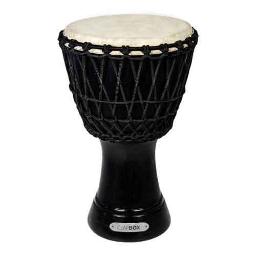 6a71c678a577015ca507d31ce4ef44f0c10d6bc314b1e941d03a9.jpg Clapbox Black Djembe Drum – 14-Inch Mango Wood