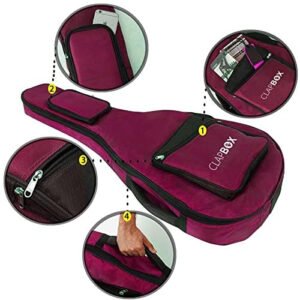 6a71ccf866770a83a36399a6911796f9d8ab06c36a3205938c90d.jpg Clapbox Acoustic Guitar Bag (Maroon), Waterproof & Padded, Multiple Pockets