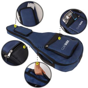 Clapbox Acoustic Guitar Bag (Blue) – Waterproof & Padded Gig Bag with Multiple Pockets